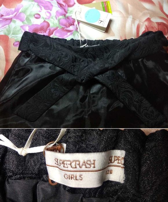 Нарядная Юбка черная с поясом на девочку спідниця чорна гарна 116-122