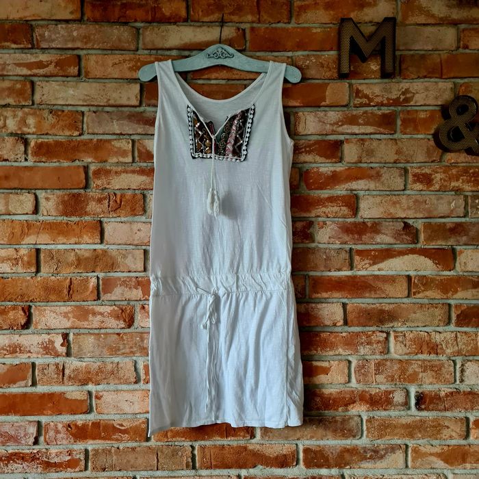 Biała bawełniana boho Sukienka