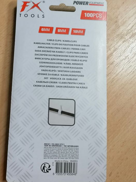 Klipsy zaczepy uchwyty na kabel 100 szt.