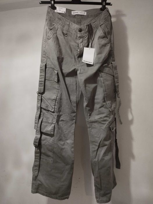 Spodnie długie Multicargo damskie Bershka  szare mysie rozmiar 38 NOWE Bangladesh