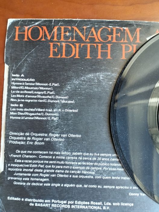 Disco de vinil single Homenagem a Edith Piaf