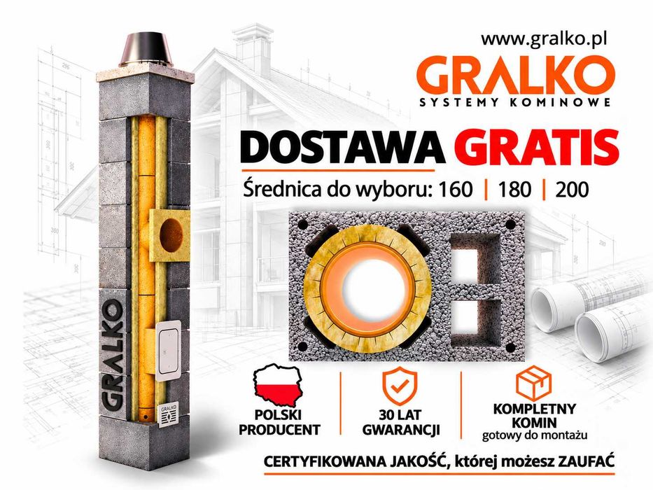 Komin ceramiczny 6m GRALKO izolowany DOSTAWA GRATIS