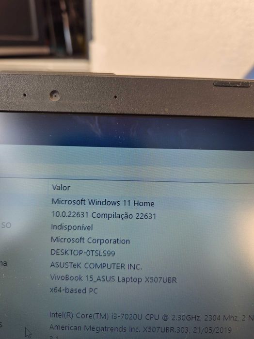 Asus F507 processador I3-7020u, muito bom estado