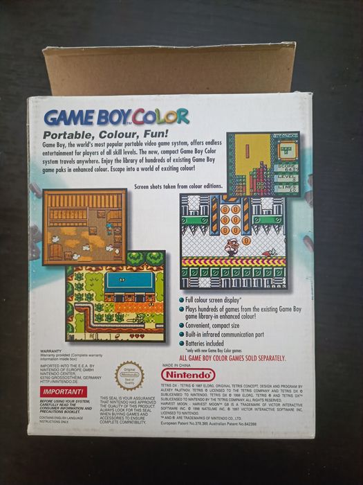 Gameboy colour teal com caixa e manuais