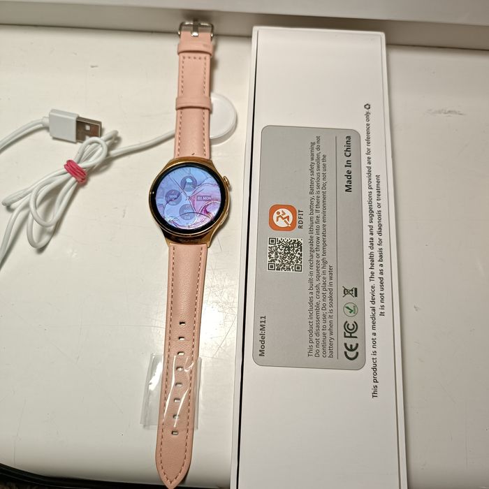 Smartwatch damski, zegarek różowy uszkodzone szkło