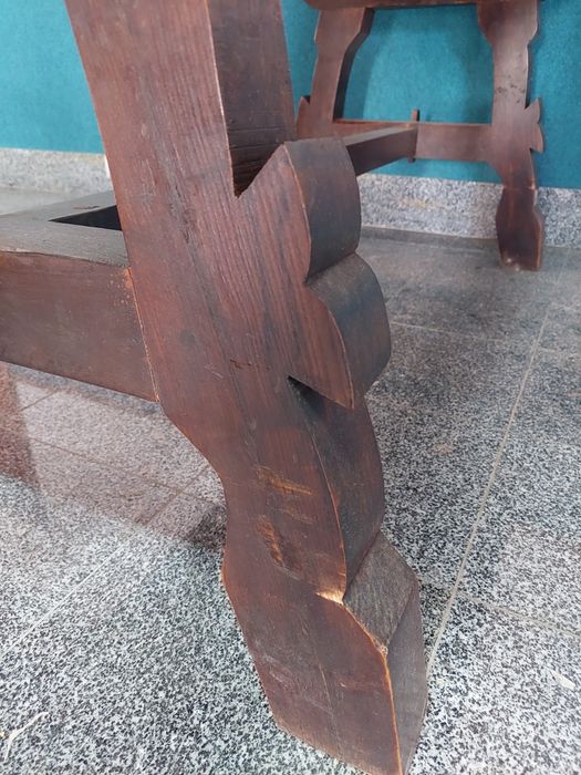 Mesa de Jantar Rústica Maciça Antiga - Século 20