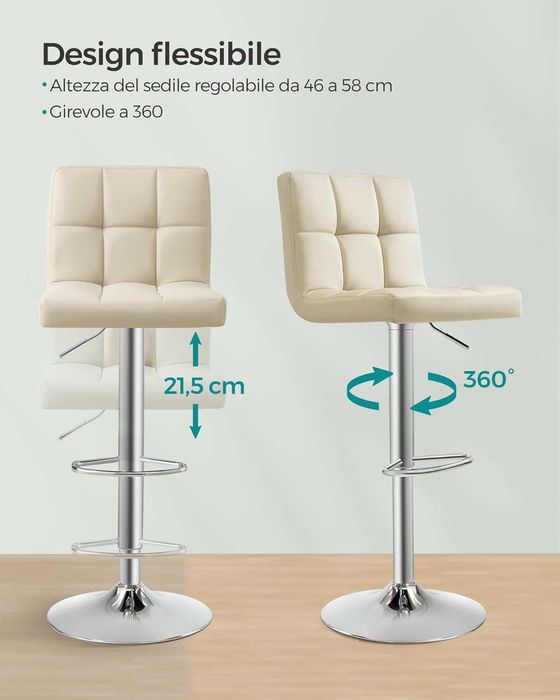 крісло барне SONGMICS LJB064K03 Набір барних стільців з 2 шт