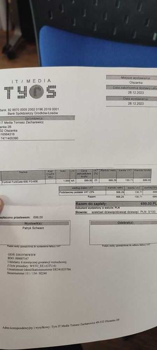 Fortinet FG-60E Fortigate-60E Zapora Sprawdzona Dobra!