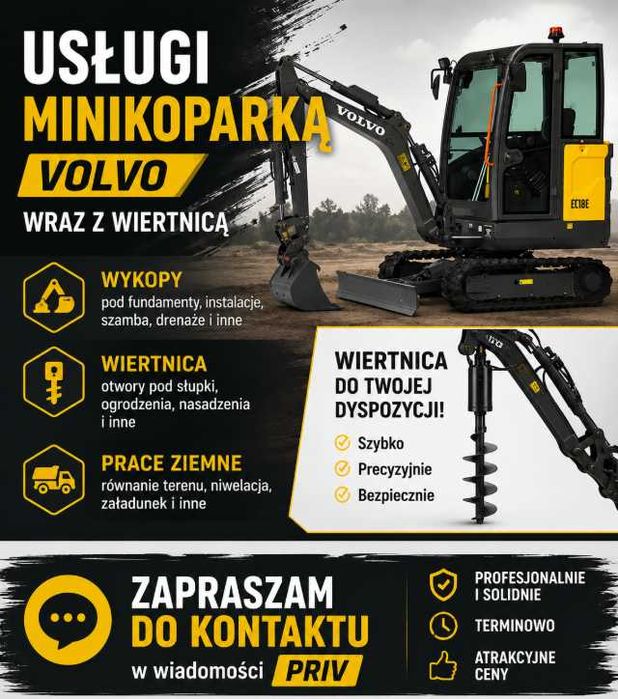 Usługi minikoparką VOLVO EC18E