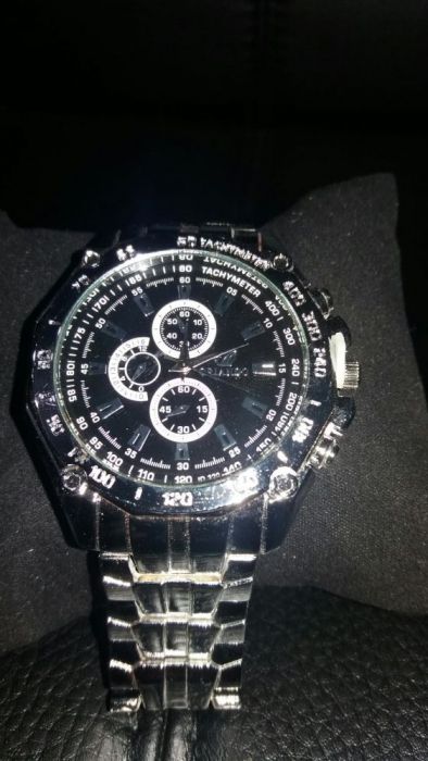 Relógio Casual de Homem Cromado/Preto