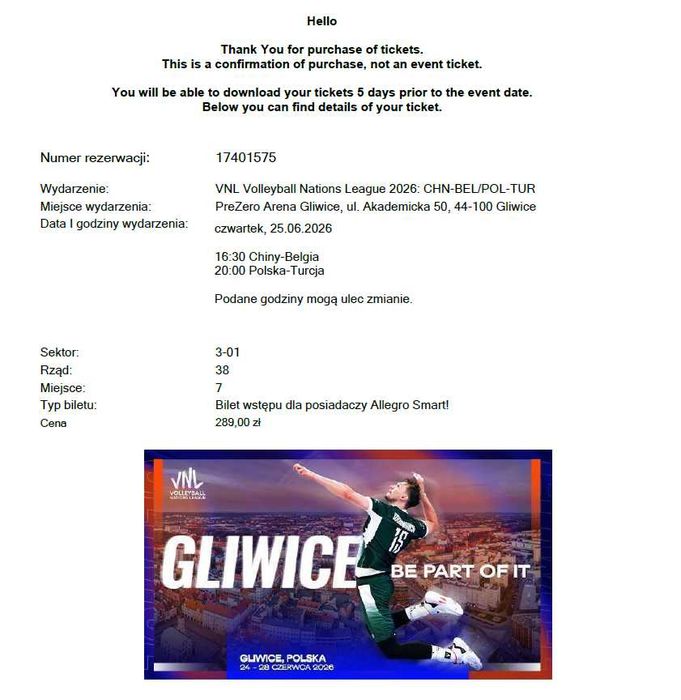 Bilety na Ligę Narodów VNL 2026 w Siatkówce w Gliwicach