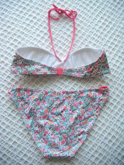 DOSTAWA GRATIS BIKINI Buffalo Bandeau 36 S 70 75 A paski floral print strój kostium
