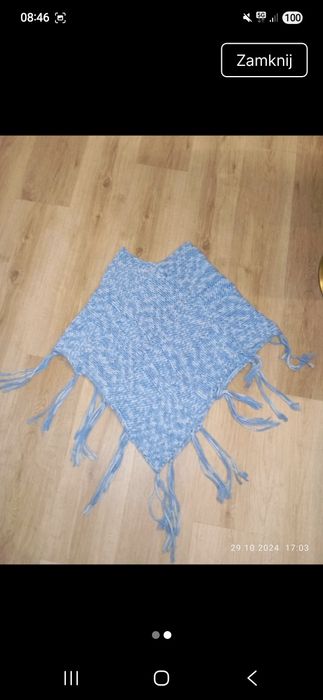 Poncho narzutka wełniana