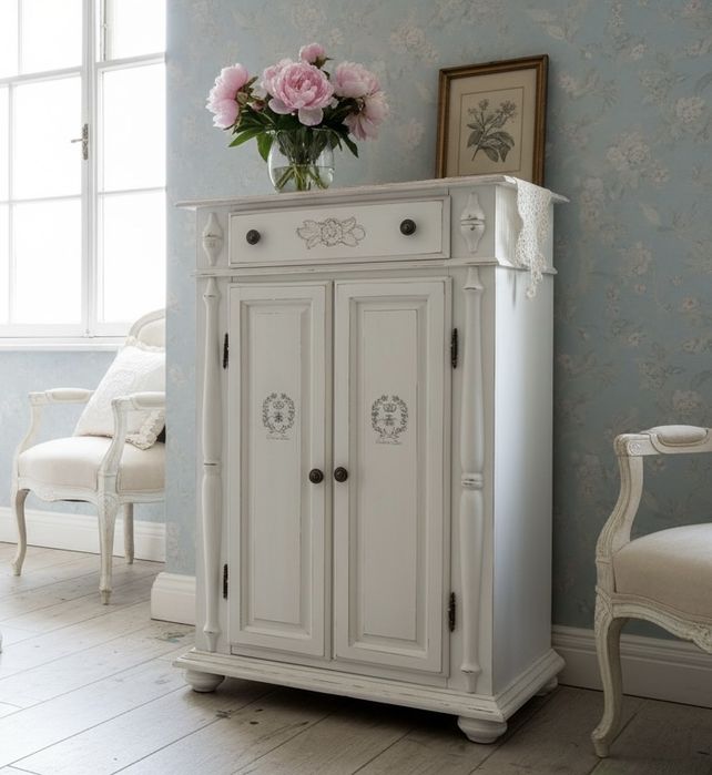Bieliźniarka shabby chic, komoda wysoka, bieliźniarka prowansalska