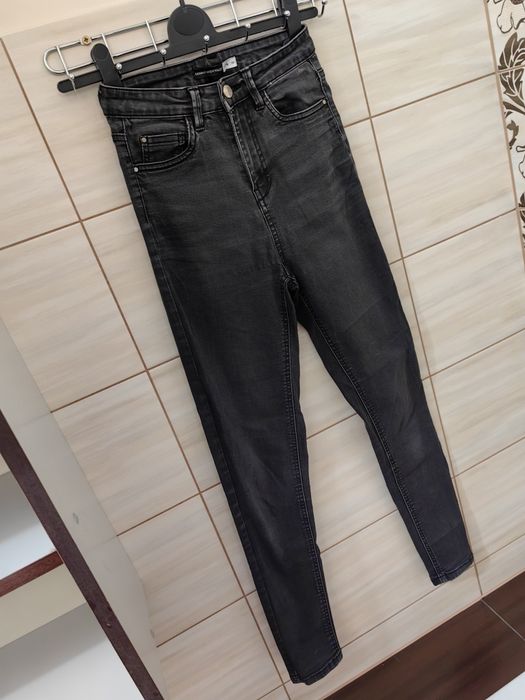 Czarne szare jeansy skinny high Sinsay 34 XS