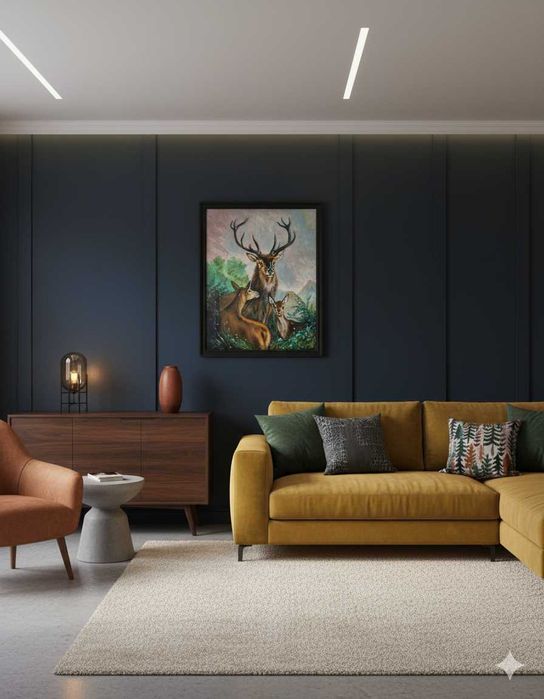 Obraz olejny ręcznie malowany pt. Rodzinka jeleni