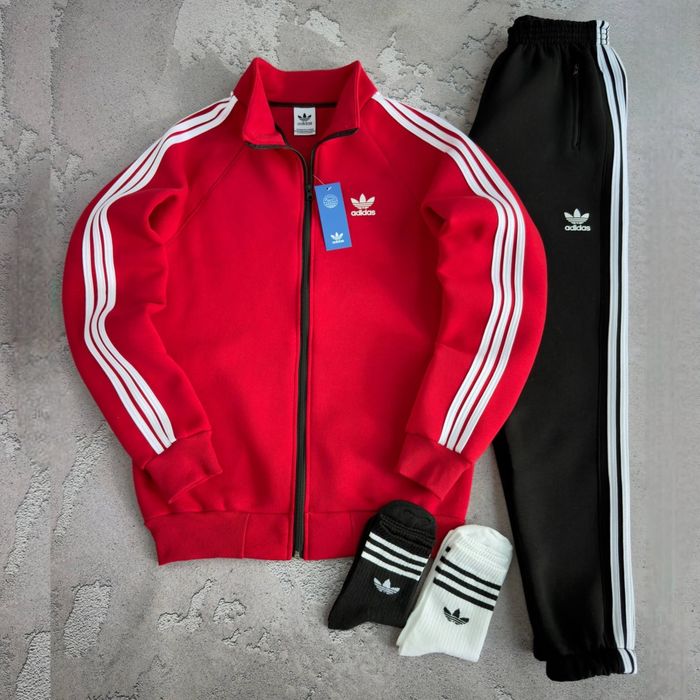 ЗИМА Спортивний костюм Adidas на флісі олімпійка+штани | Теплый костюм Адидас кофта+штаны с начесом