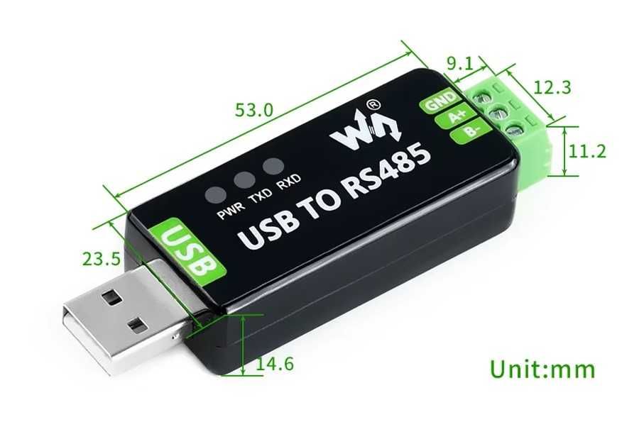 Промисловий (індустріальний) конвертер USB - RS485 FT232 від Waveshare