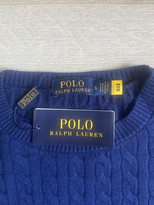 Polo Ralph Lauren sweter męski granatowy cable knit NOWY z metką