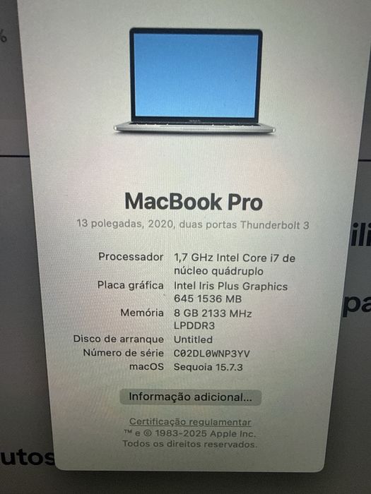 MacBook Pro 13” 2020 - 8GB - 1,7 GHz Intel Core i7