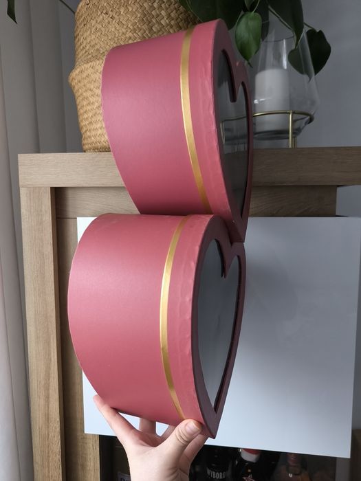 Box flower box pudełko prezentowe serce czerwone z okienkiem 2szt