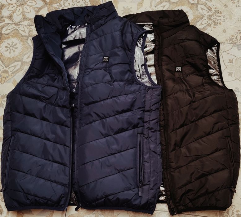 Електричний жилет із підігрівом USB — 3 режими, теплий, чорний/синій