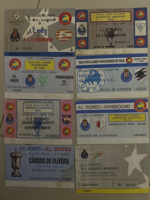 Bilhetes futebol antigos