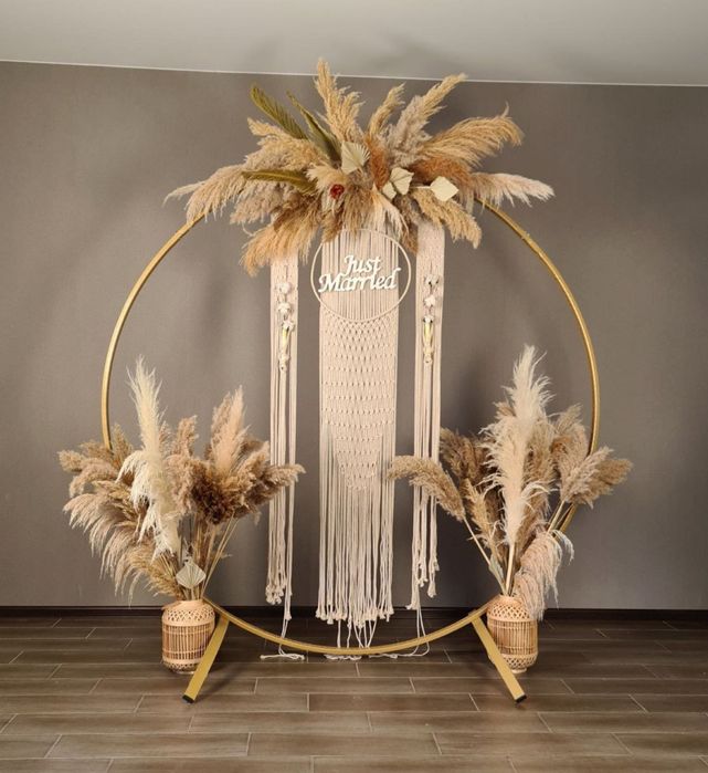 Фотозона на весілля, хрестини, день народження (кругла арка, boho/pampas)