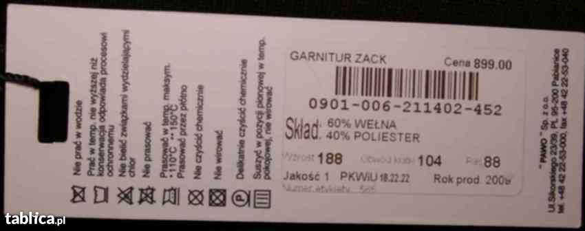 Garnitur męski wzrost 188