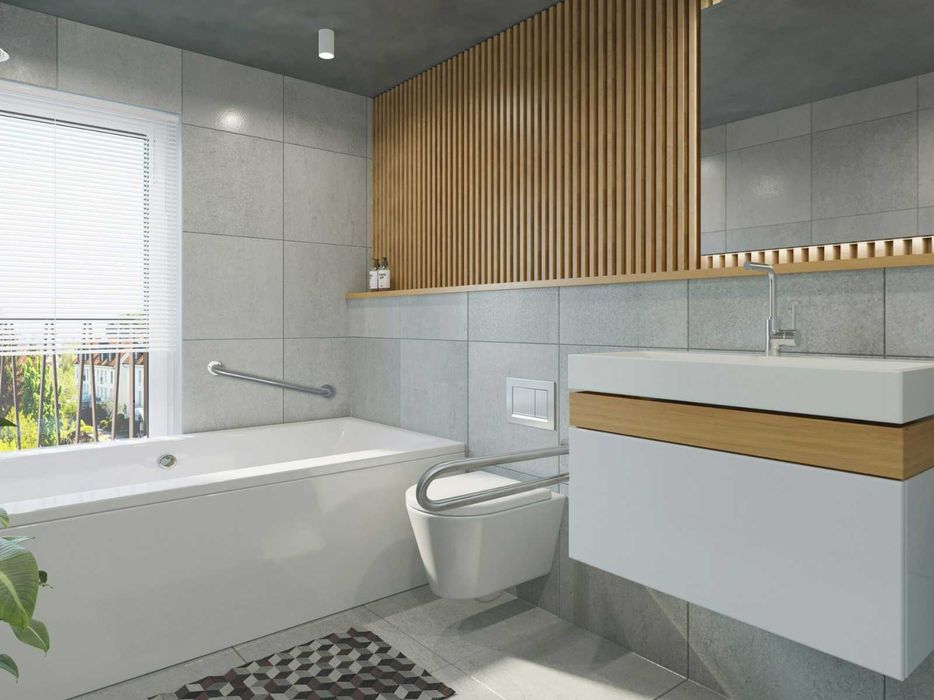 Apoio triplo de parede para pessoas com mobilidade condicionada