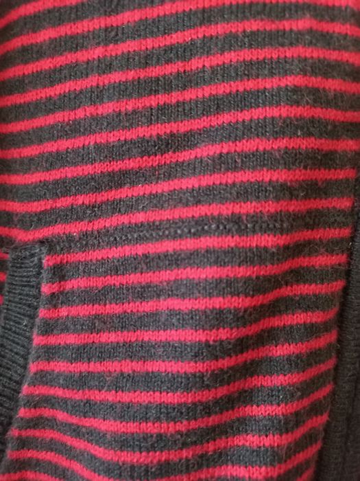 Casaco de malha, riscas azuis e vermelhas, capuz, 4 anos, Jacadi Paris