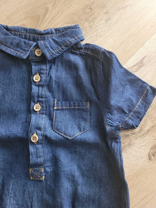 Nowe koszulobody niemowlęce 74 6-9 krótki rękaw jeansowe lato