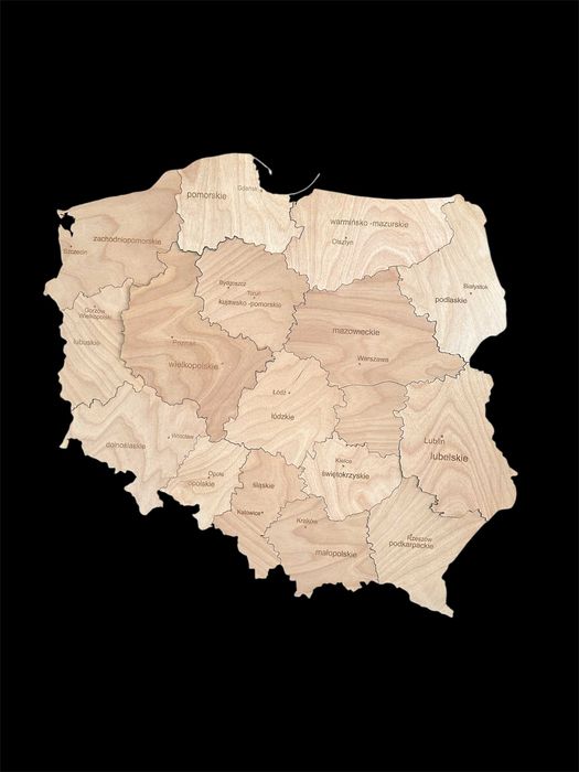 Mapa Polski 75cm grawer województw i miast wojewódzkich, wybór kolorów