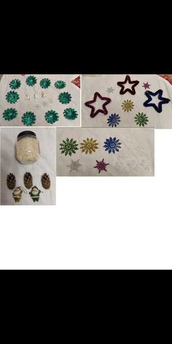 игрушки гипс новогодние звездочки конфетти дед мороз шишки елка