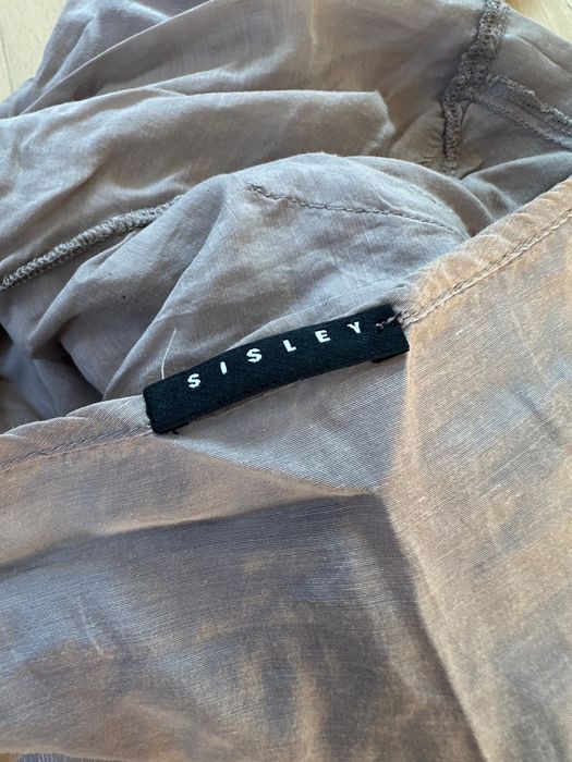 Sisley bawełniana bluzka elegancka prześwitująca