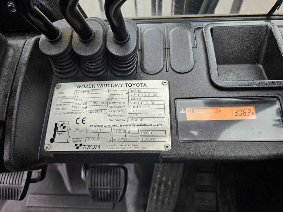 Wózek widłowy 1,5tony kabina ogrzewanie TOYOTA 8FGF15 2019 LPG 3,5m KR