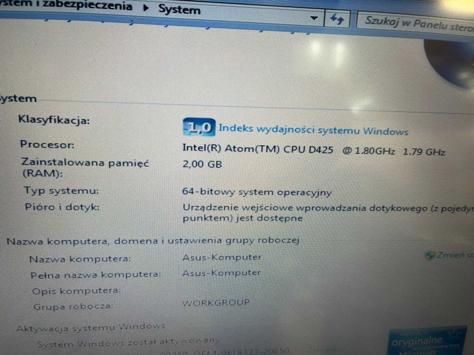 Komputer All-in-one ASUS PC ET1611PT dotyk