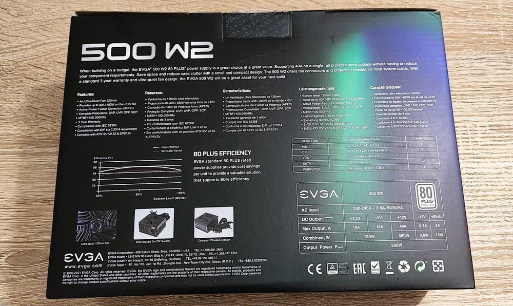 EVGA W2 500W 80 Plus