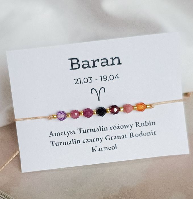 Bransoletka kamienie naturalne minerały znak zodiaku BARAN