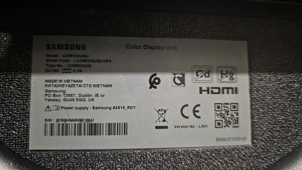 Monitor Samsung 28'' UR55 (LU28R554UQUXZG)