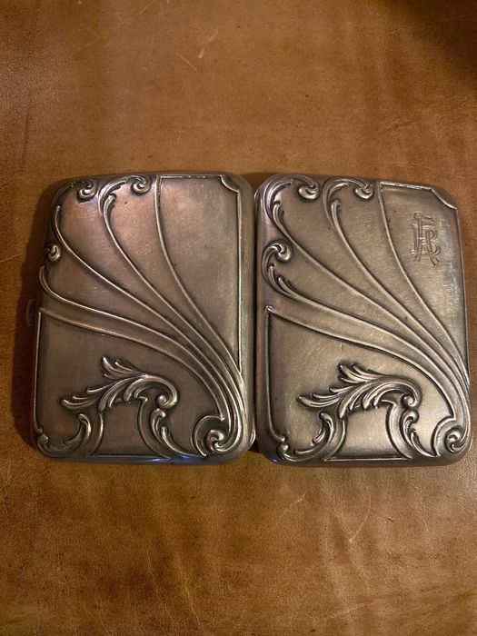 Cigarreira Arte Nova Prata Portuguesa Contrastada Javali 8,5 cm