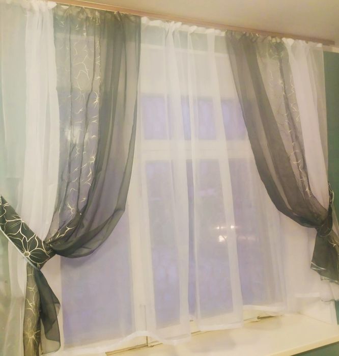 Штори для кухні. Комплект штор . Штори. Тюль