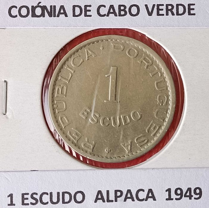 1 Escudo alpaca 1949 circulada na ex colónia portuguesa de cabo verde