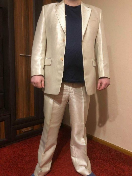 Elegancki Męski Garnitur Nabłyszczany -RAFAEL- roz. 48/XL