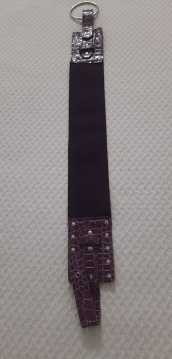 Cinto roxo em pele Genuína e elástico ajustável