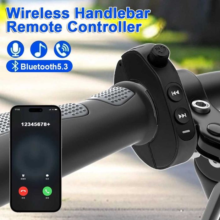 Comando Remoto Bluetooth V5.3 para Capacete de Motocicleta Controlo de Música Chamadas e Assistente de Voz novo