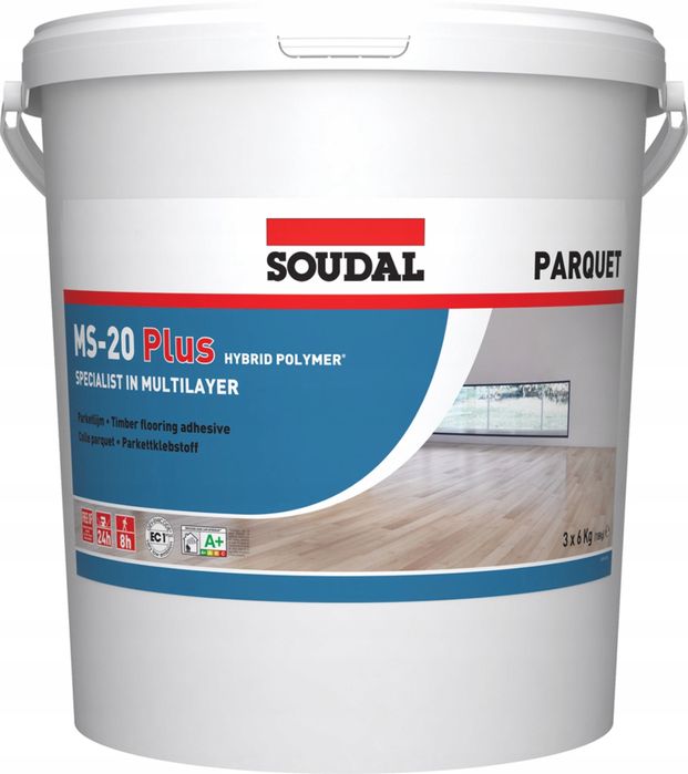 Hybrydowy Klej do parkietu deski drewna Soudal MS-20 Plus 18 kg