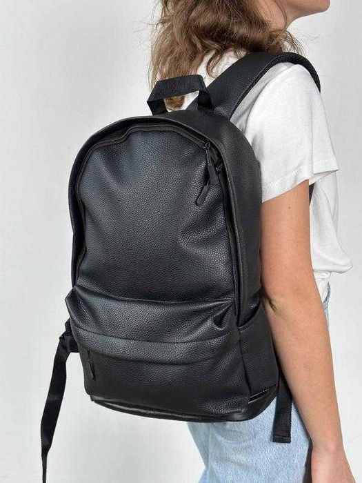 Чоловічий рюкзак з екошкіри чорний - для офісу, школи та міста