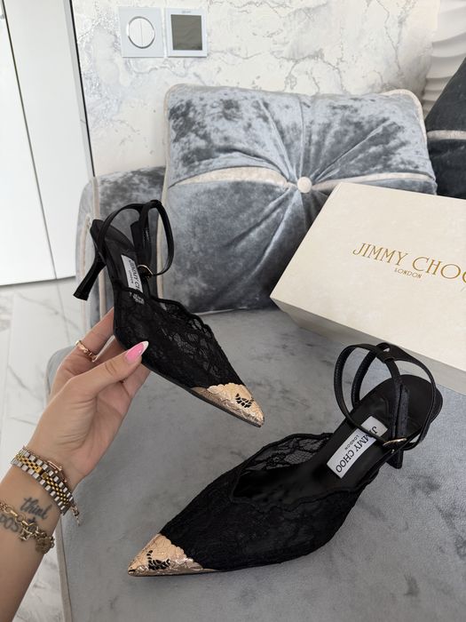 Женские черные туфли Jimmy Choo с кружевом