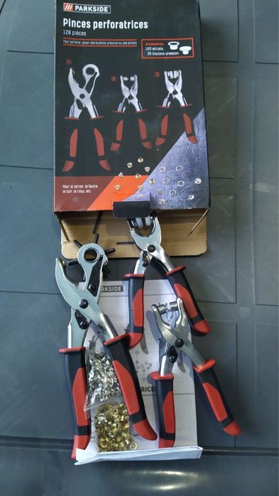 Набор для устан. люверсов/кнопок+100люверс и 25кнопок (128шт) PARKSIDE